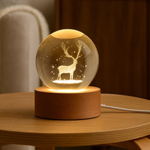 Crystal Ball Night Light Glass Ball Night Lamp with Wood Base