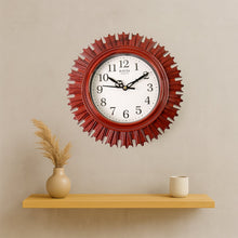 Wooden Look Round Wall Clock - Battery Operated for Home/Office