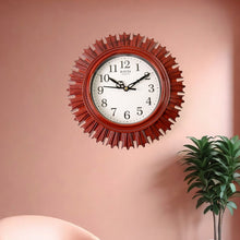 Wooden Look Round Wall Clock - Battery Operated for Home/Office