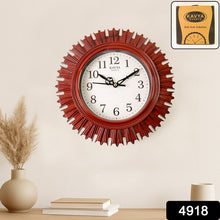 Wooden Look Round Wall Clock - Battery Operated for Home/Office